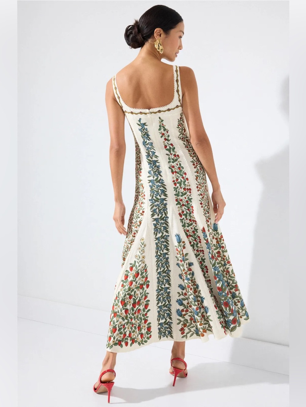 FARM Rio Women’s Fruit Beauty Linen Berry Garden Floral Print Maxi Dress Small - Picture 5 of 9